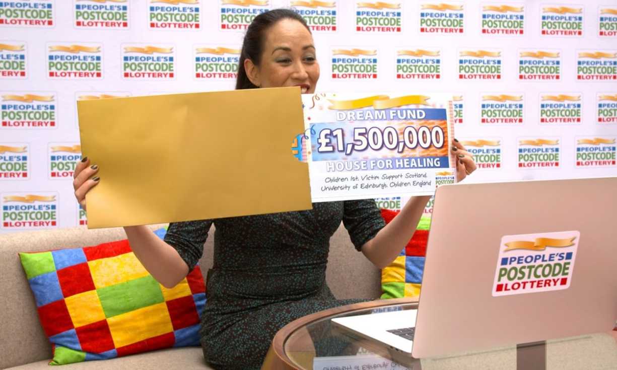 Laura Chow presented House for Healing with their amazing cheque for £1.5 Million via video call