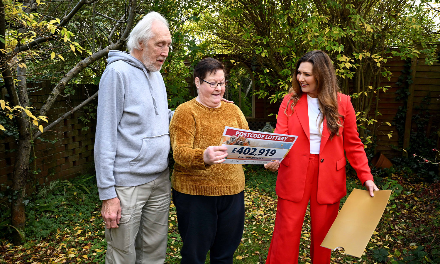 GOLDEN TIME: Innis was wearing her golden jumper when she received her golden envelope