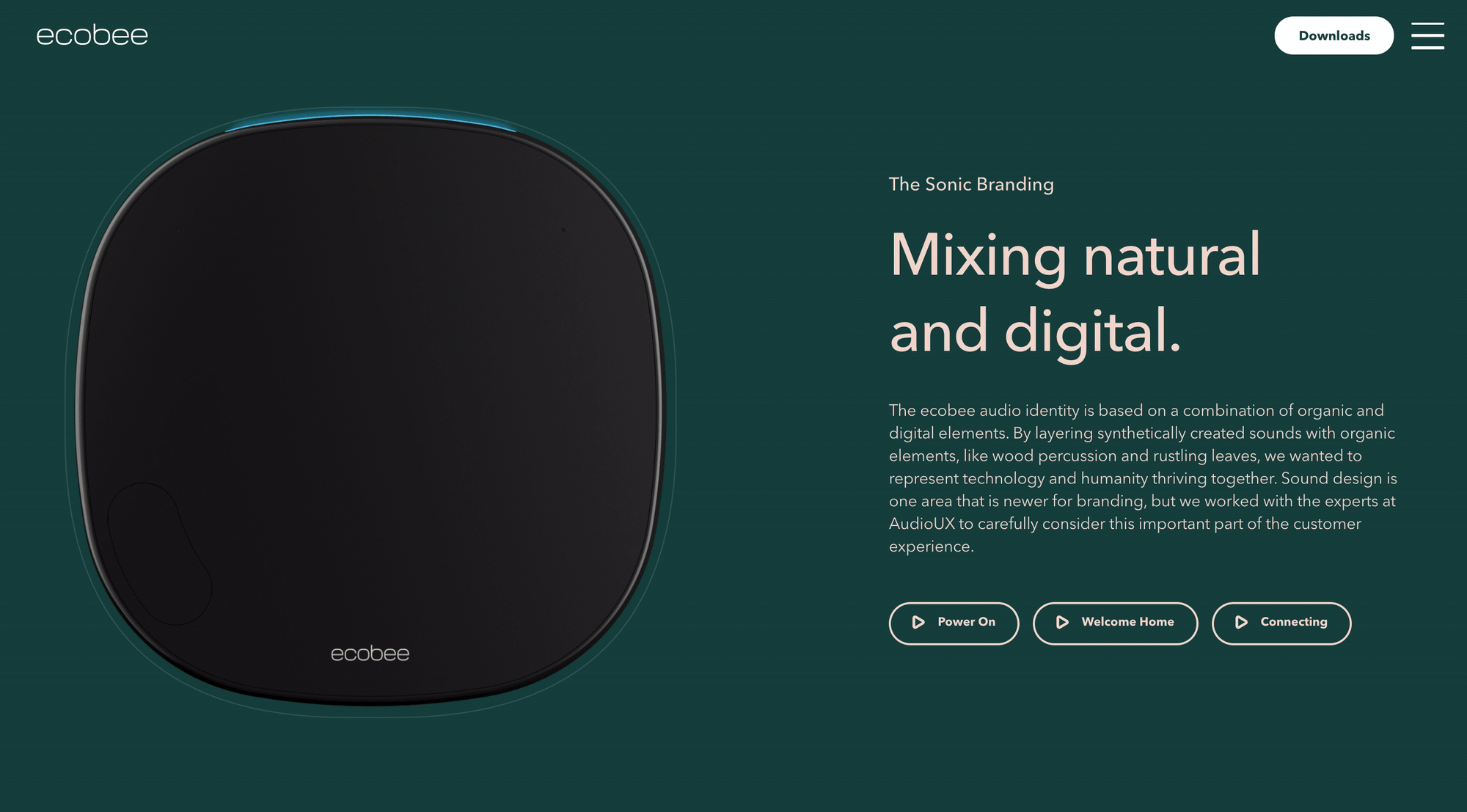 The ecobee Sonic Branding section of their website.