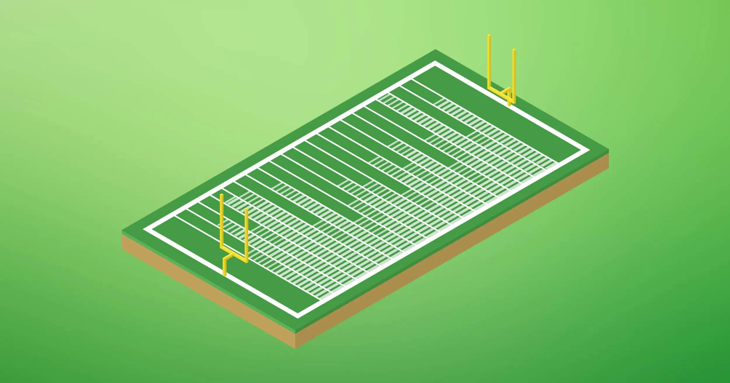 Audio UX Sounds of Super Bowl LIX Banner Image with two goalposts surrounding a football on a green gradient background.