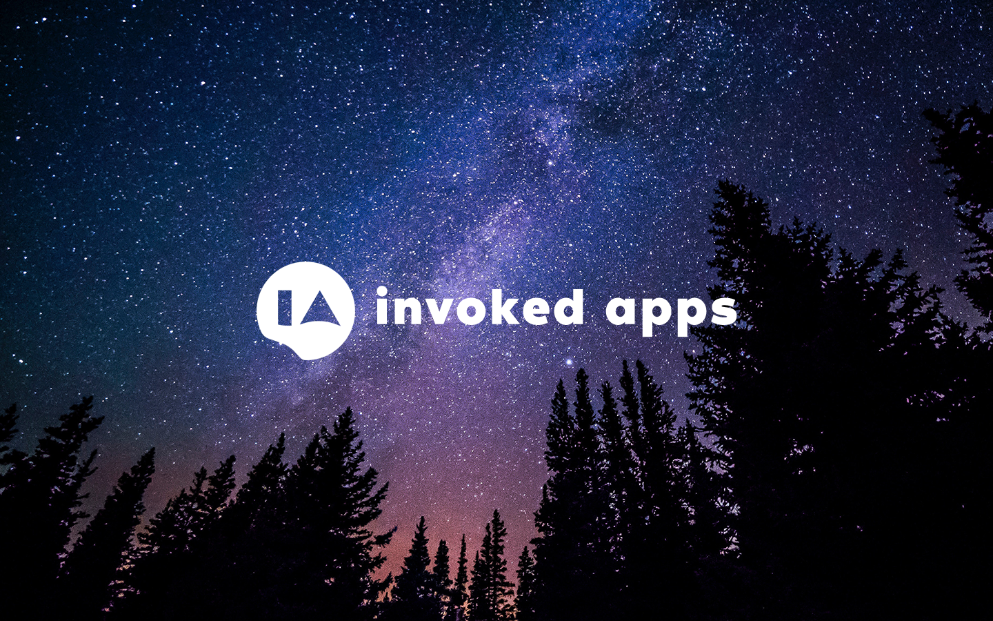 Invoked Apps logo amidst a starry sky.