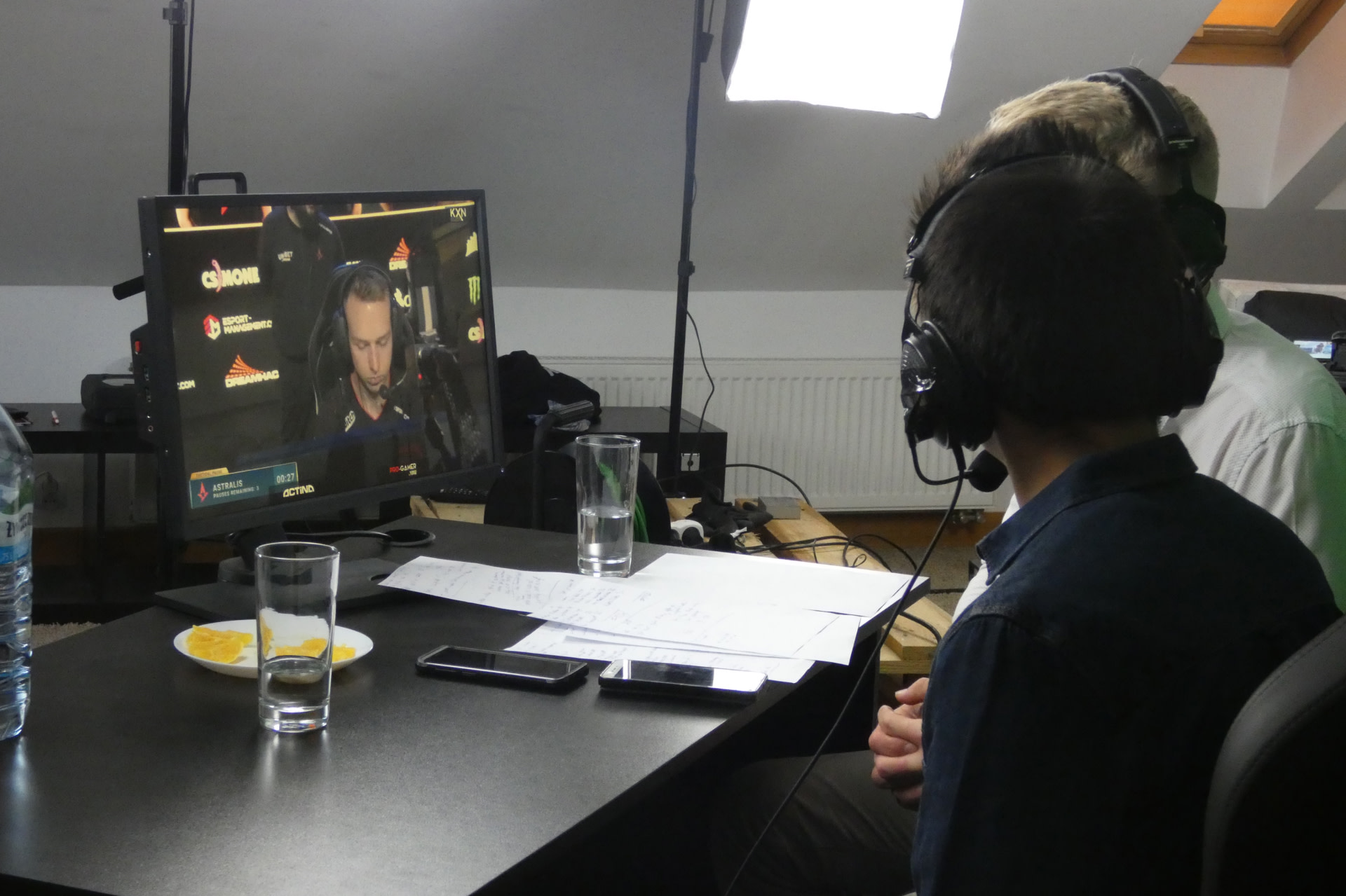 Commentators during DreamHack Masters Malmö 2019 Polish live broadcast, from the Gamehub's in-house studio.
