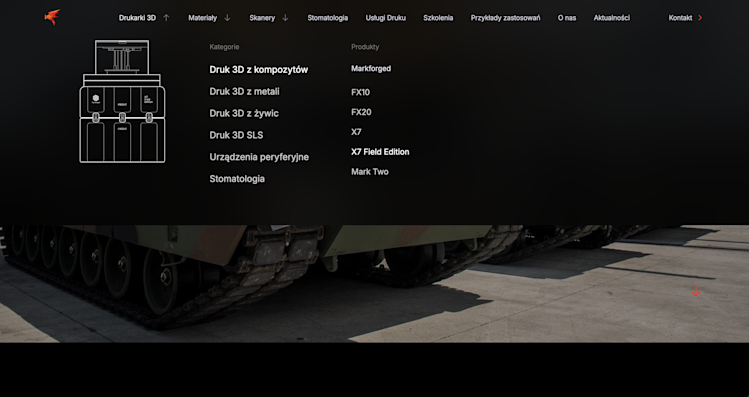 Dropdown menu at 3D Phoenix website.