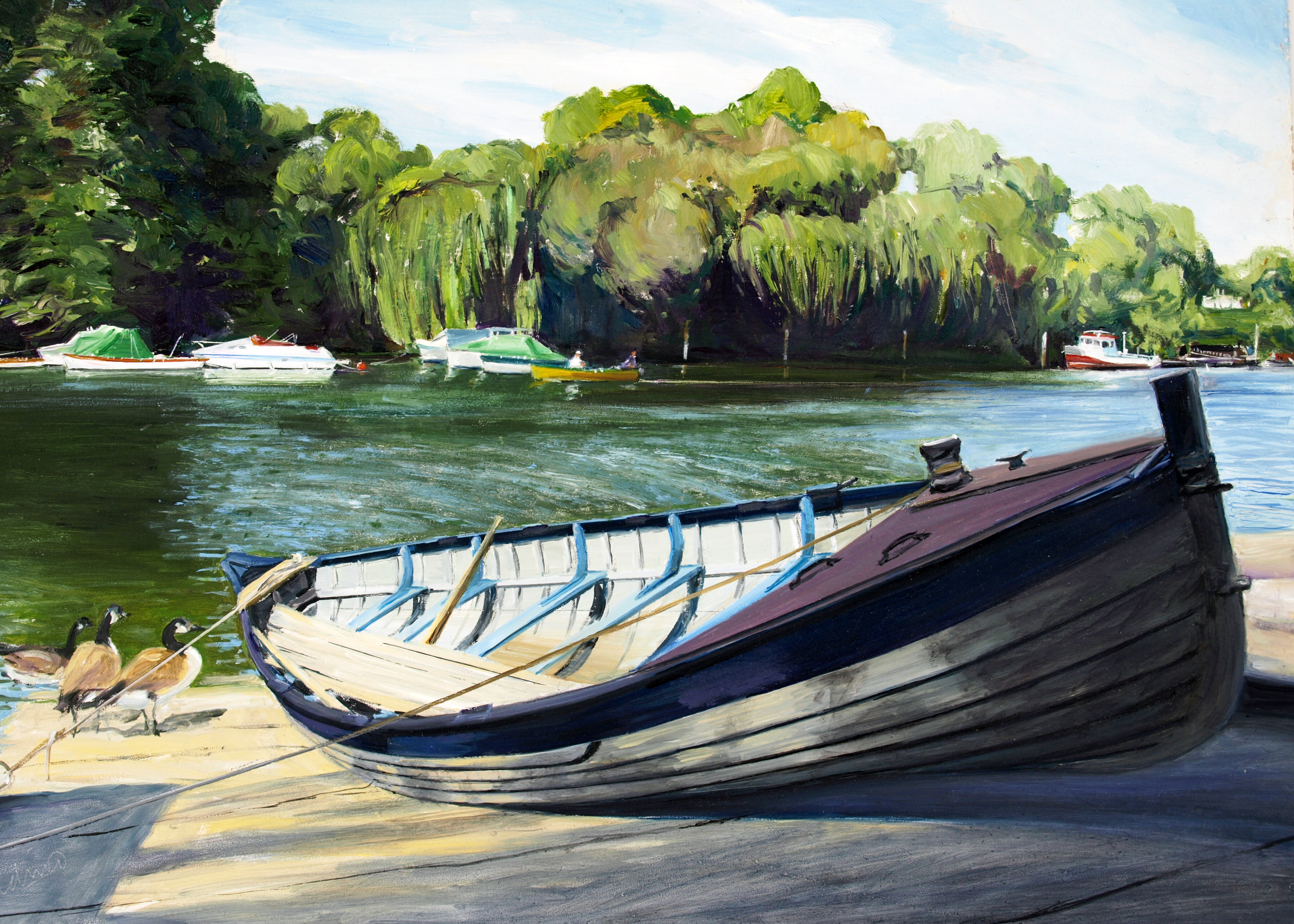 Rowing boat on the riverside, Richmond (England)