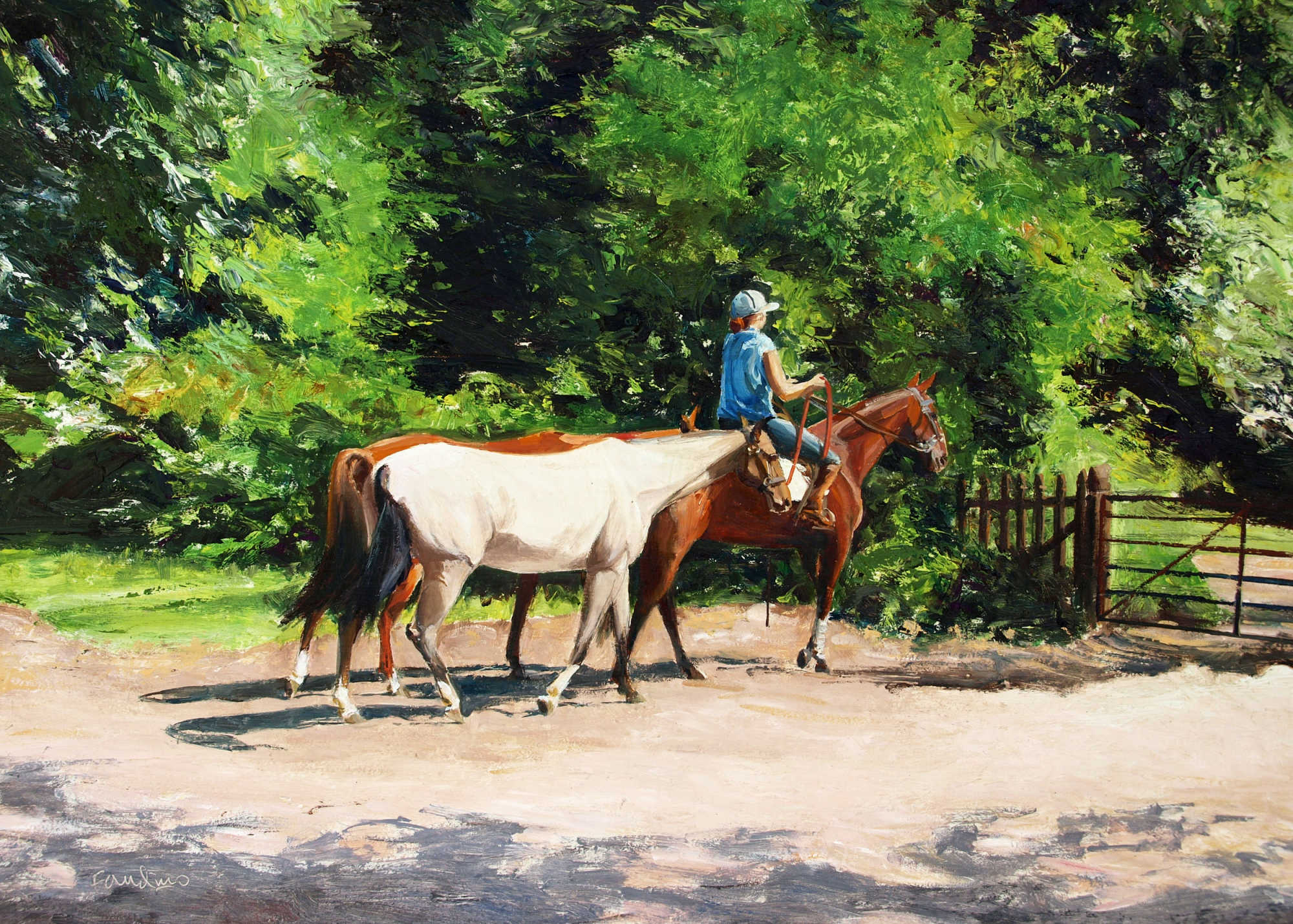 Polo Ponies returning from a stroll, Richmond, Surrey (England)