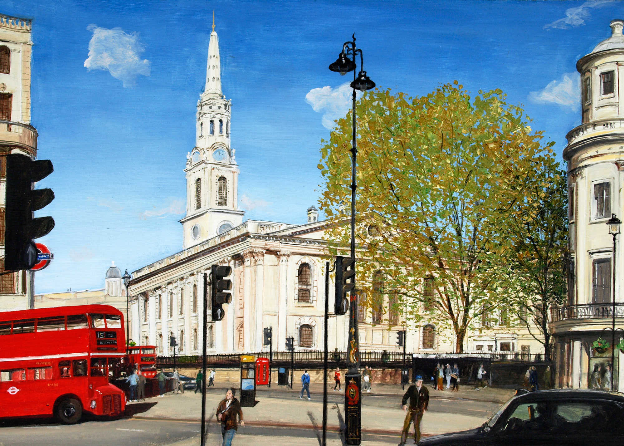 St Martin's Church, from the Strand, London (England)