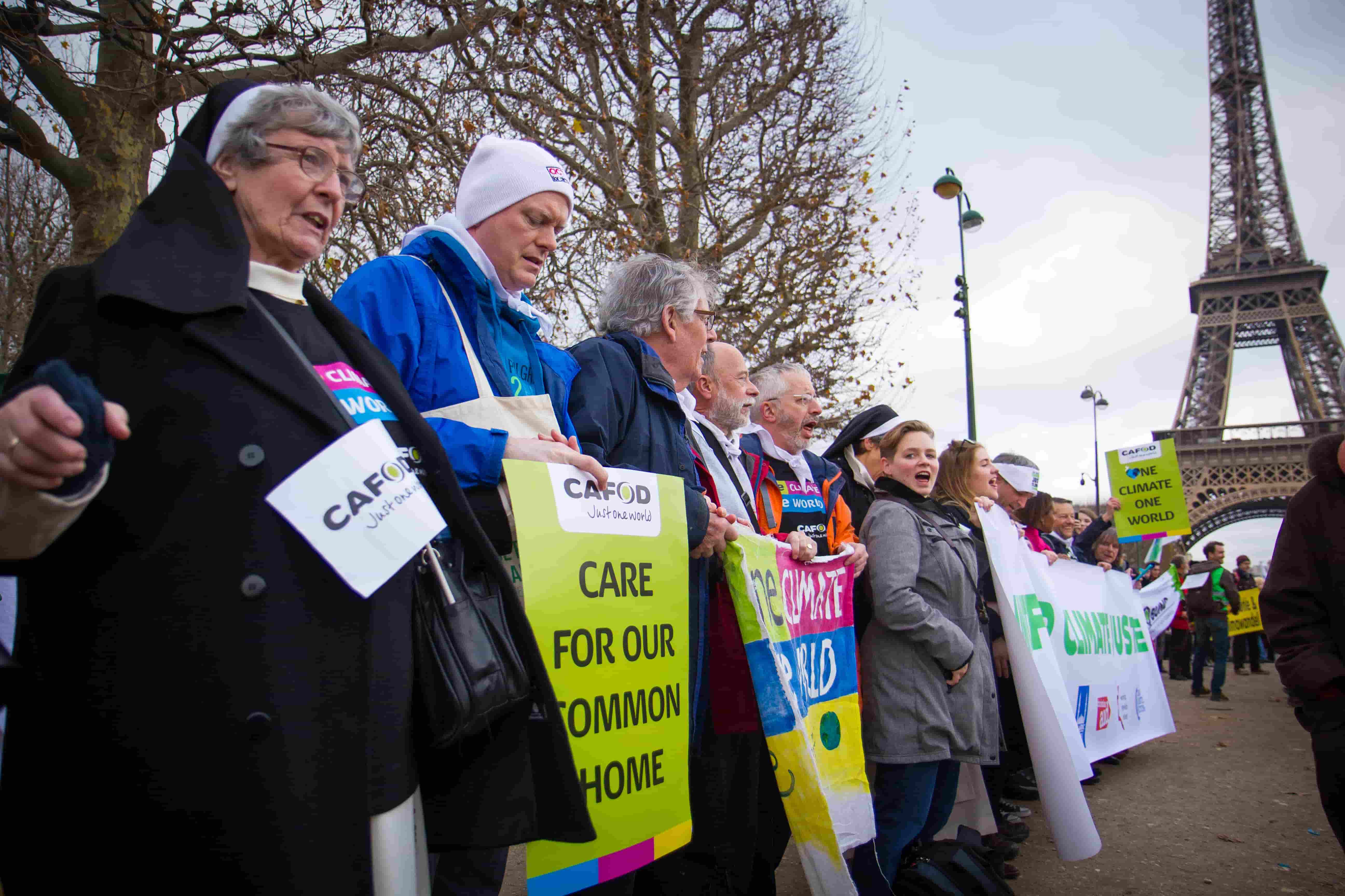 Europe - France - CAFOD supporters protesting in Paris for COP21