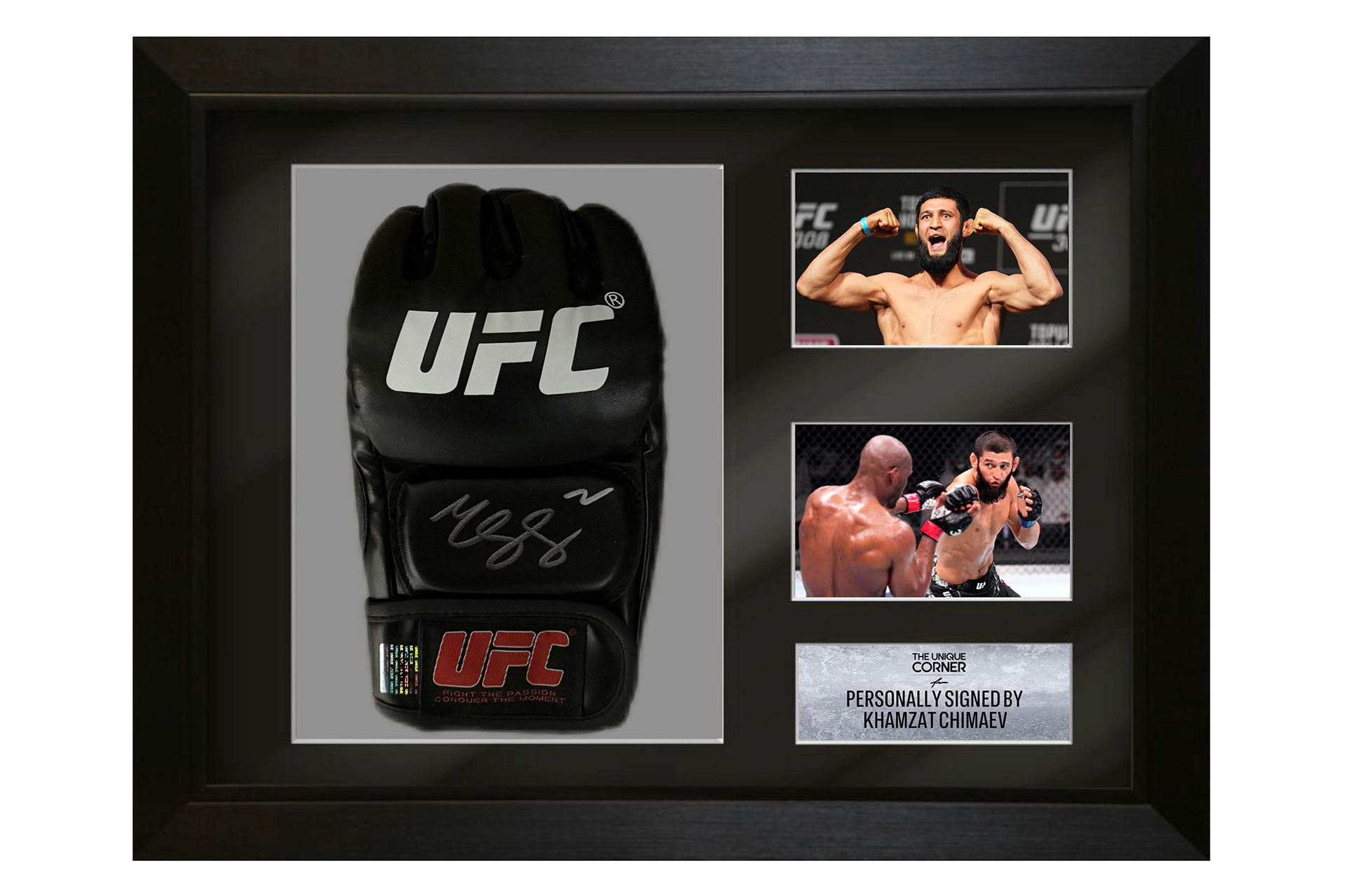 Framed Khamzat Chimaev Hand Signed UFC Glove | webook.com