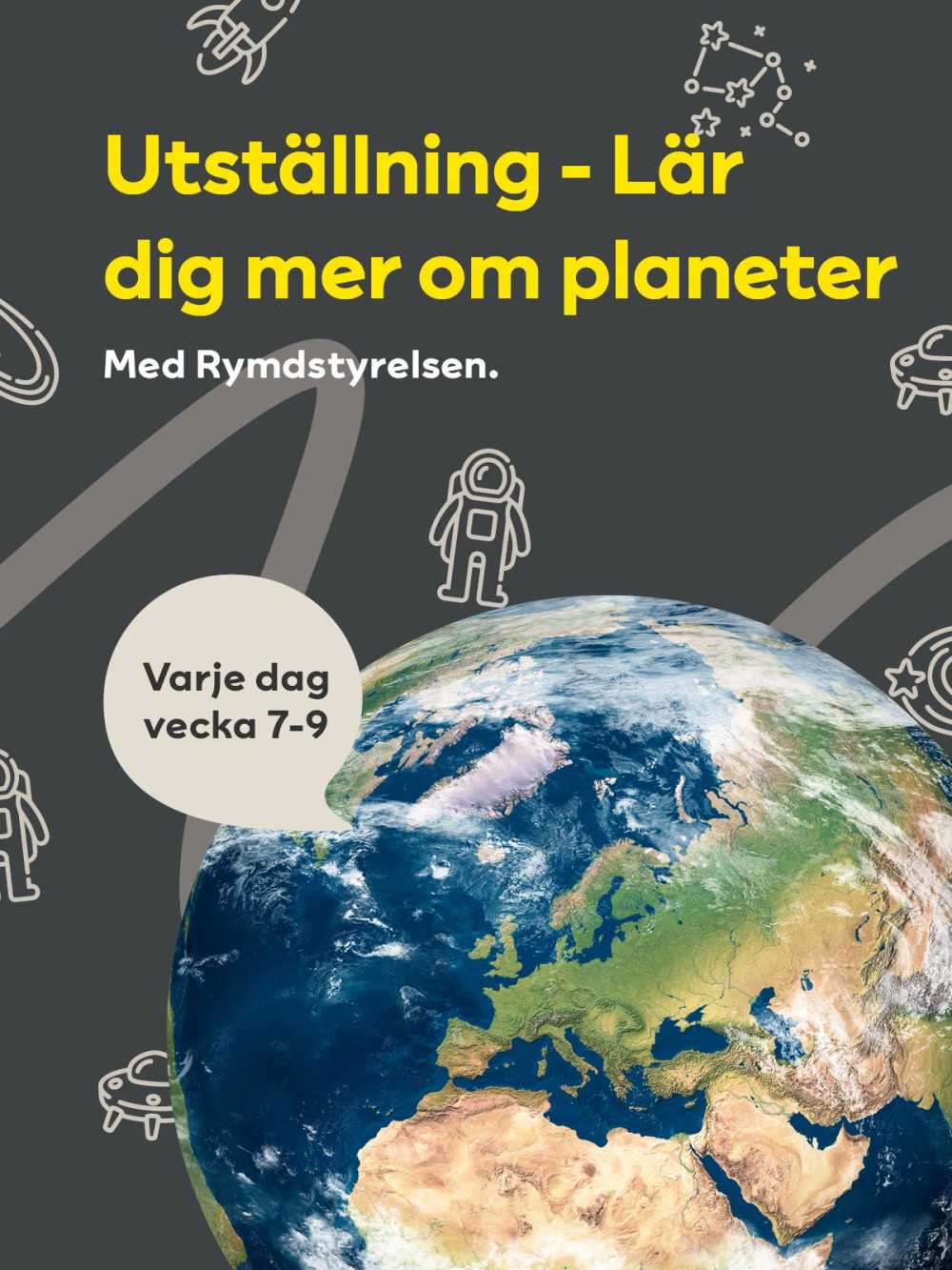 Utställning planeter av Rymdstyrelsen på i-HUSET Linköping
