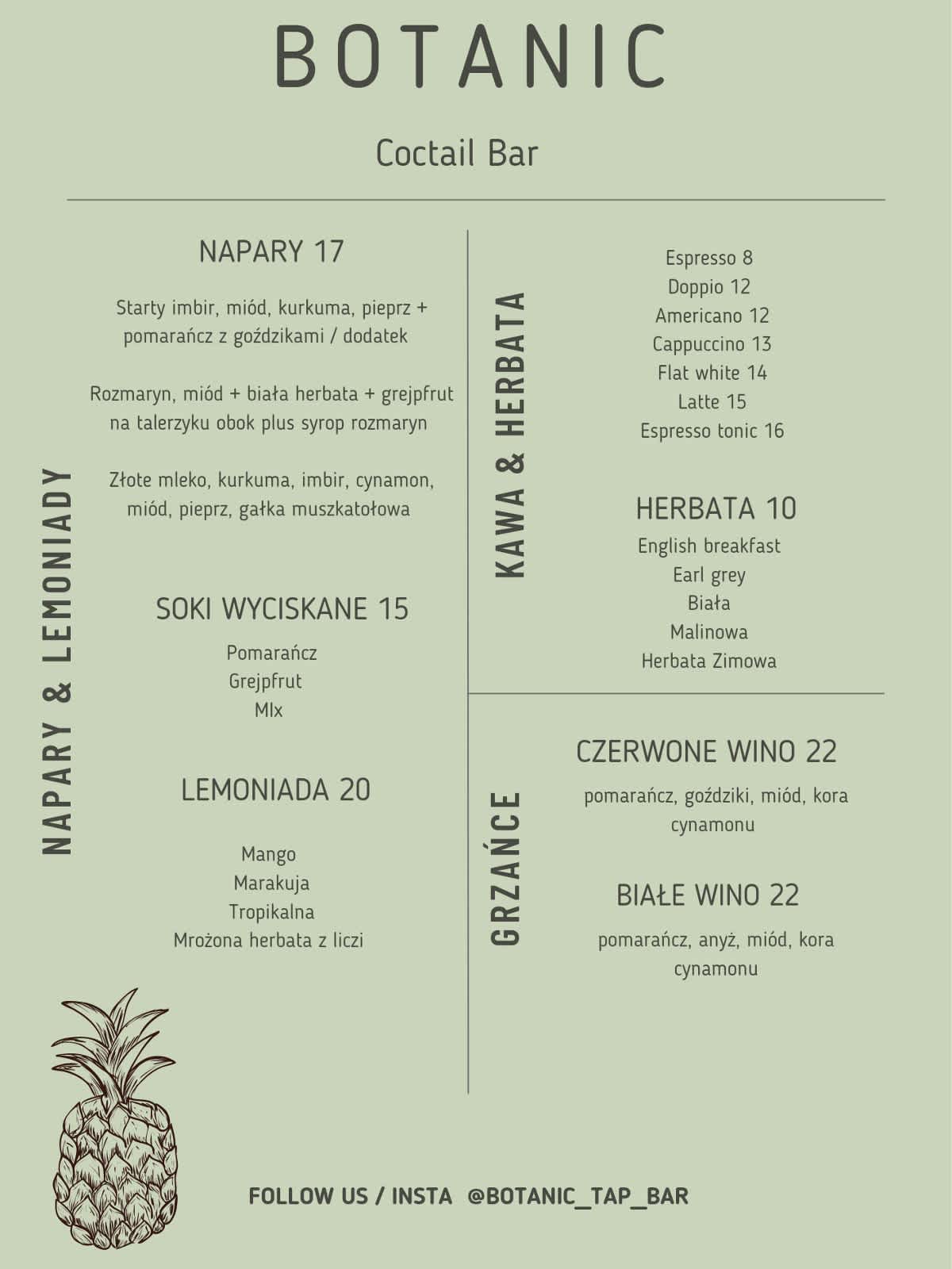Botanic menu