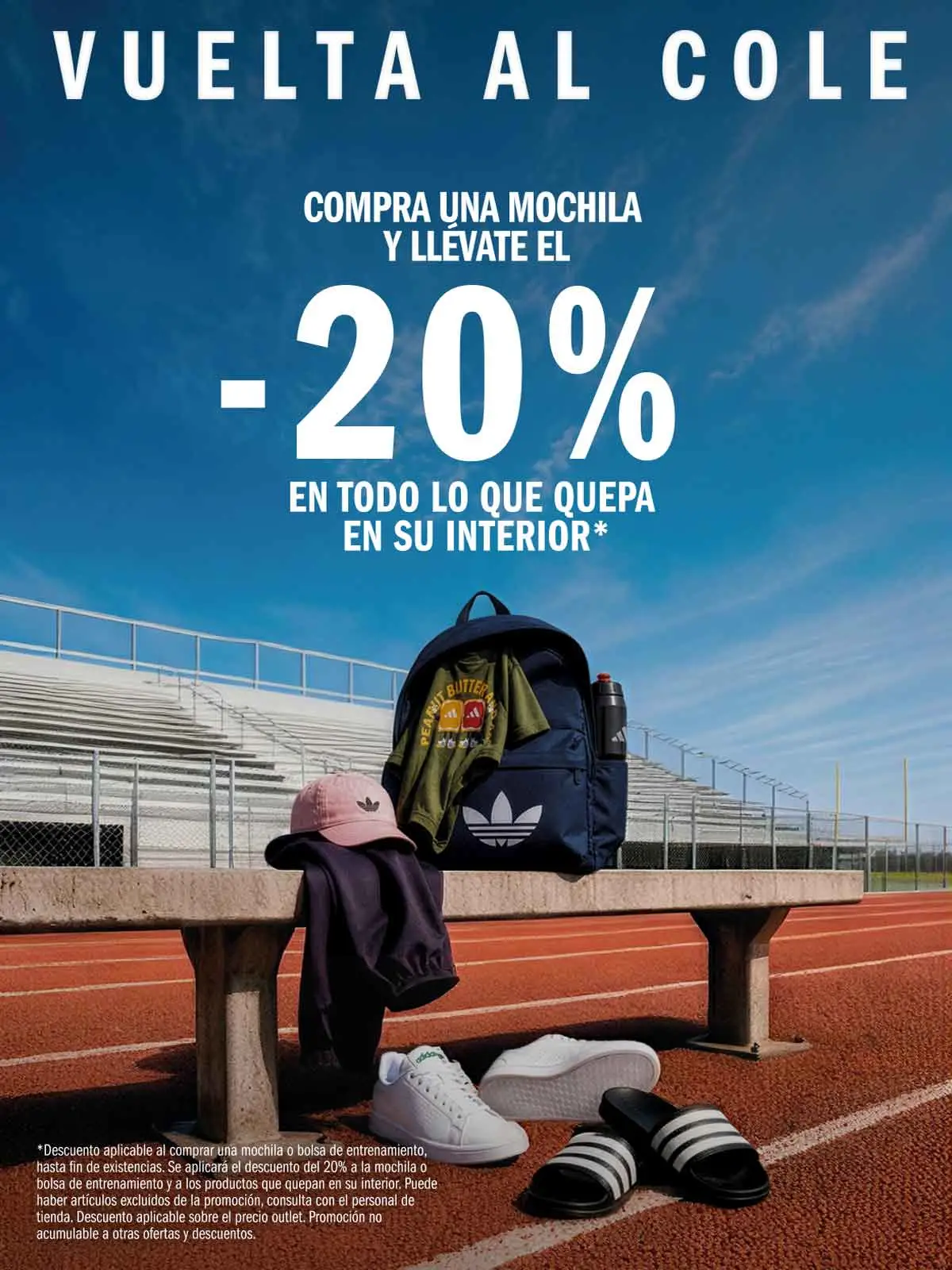 Compra una mochila o bolsa de entrenamiento y disfruta de un 20% de descuento en todo lo que puedas meter dentro. Oferta válida hasta agotar existencias.