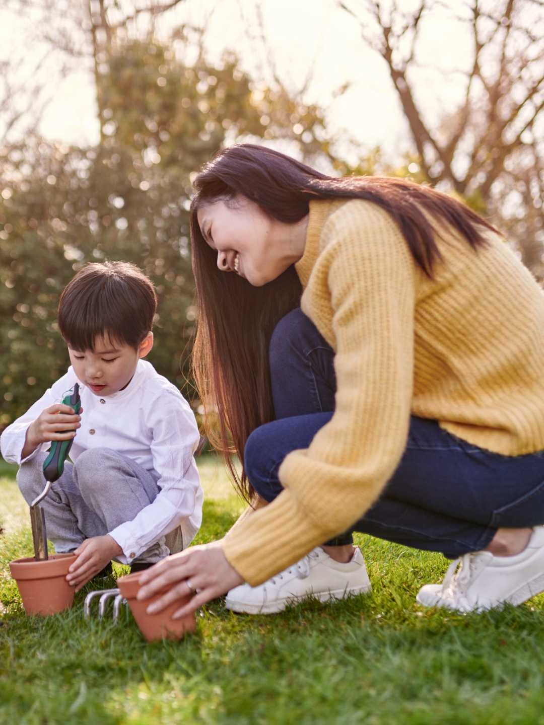 Family outside summer