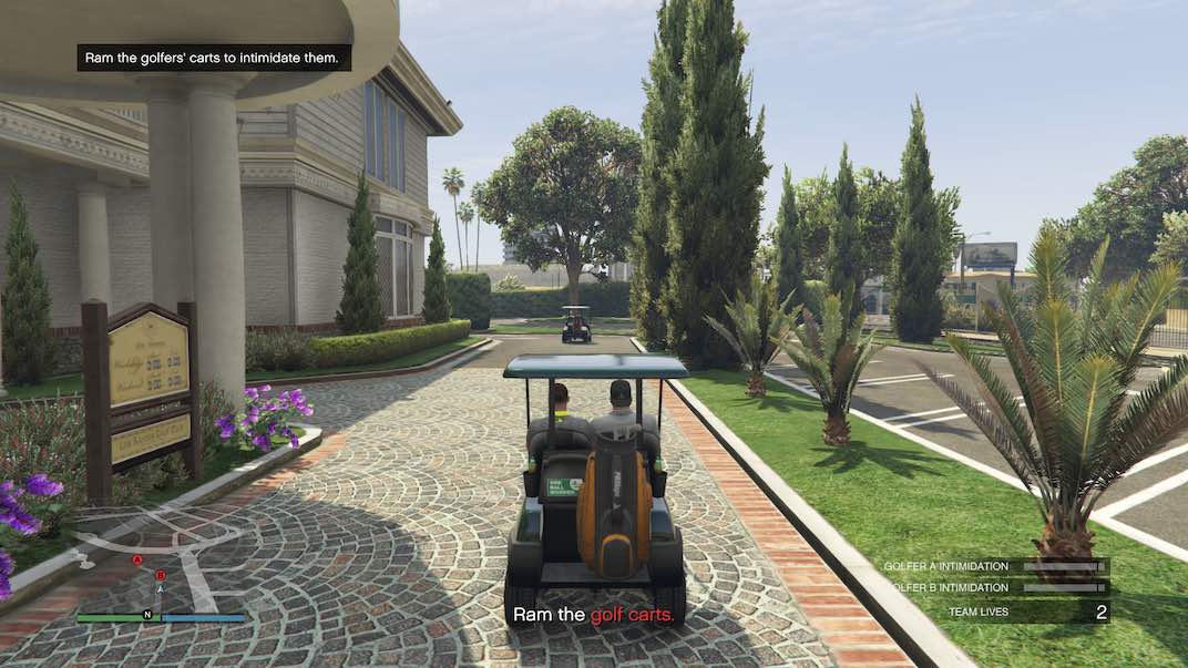 For the first setup mission for the Contract with Dr. Dre Agency VIP Mission in GTA V Online you'll find yourself at the golf course.