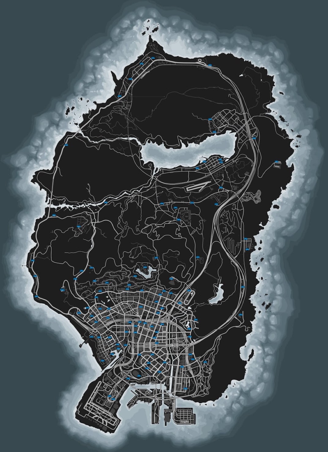This is a map of all the GTA Online Exotic Exports spawn locations.