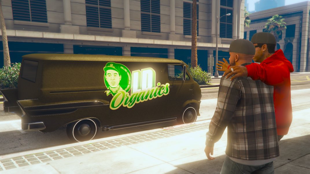 In the Short Trip OG Kush in Grand Theft Auto V Online Lamar has a new business prospect. However, things go south and Lamar and Franklin need to shoot their way out.
