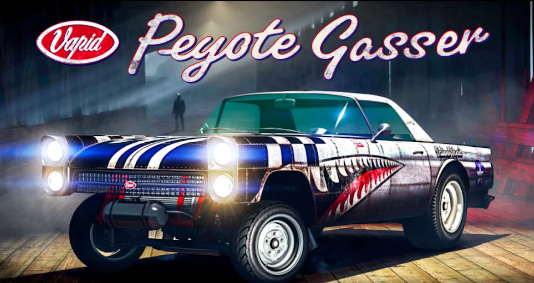 For the October 21st, 2021 Grand Theft Auto V Online update, the podium vehicle is the Peyote Gasser.