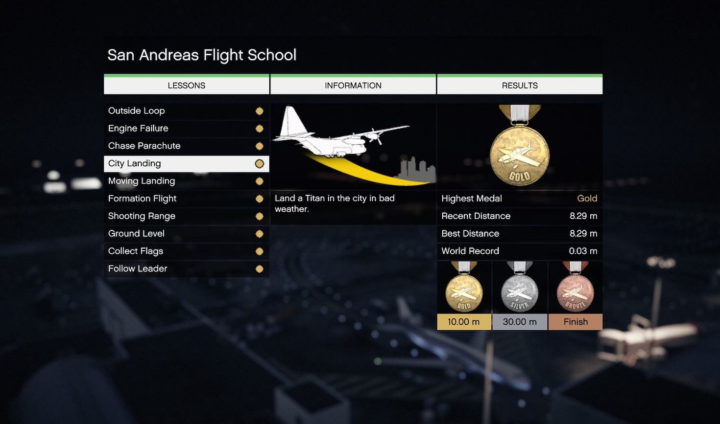 Gta v flight school gold 2025 medal reward