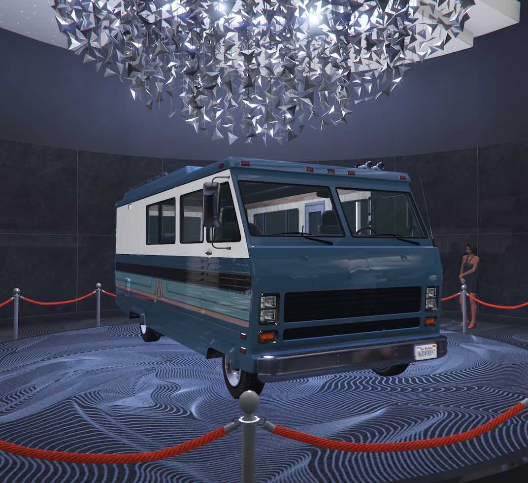 For the Grand Theft Auto V Online December 8th 2022 weekly update the podium vehicle is the Zirconium Journey II.