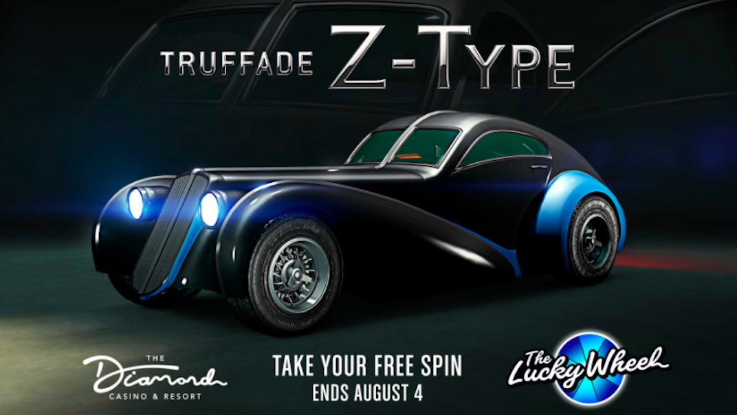 The podium vehicle for the July 29th Grand Theft Auto weekly update is the Truffade Z-Type.