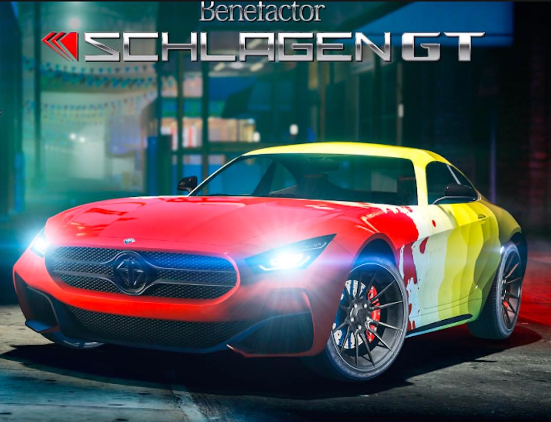 For the April 21st, 2022 Grand Theft Auto V Online weekly update the podium vehicle is the Benefactor Schlagen GT.