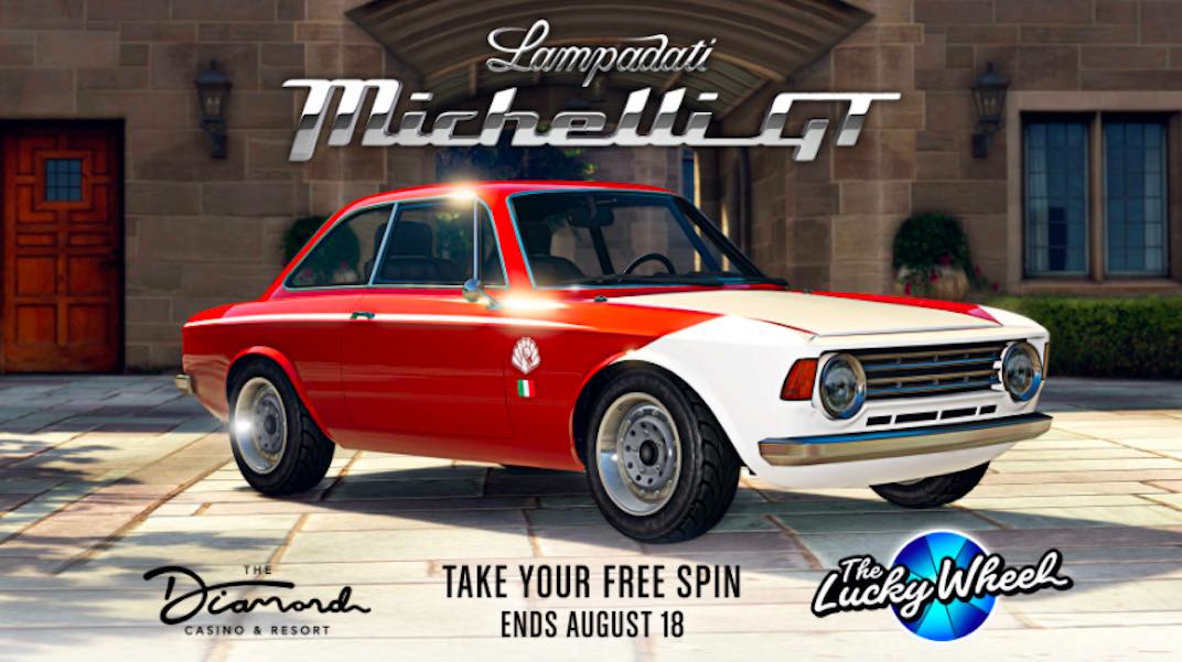 For the August 8th 2021 update the new GTA podium vehicle is the Lampadati Michelli GT.