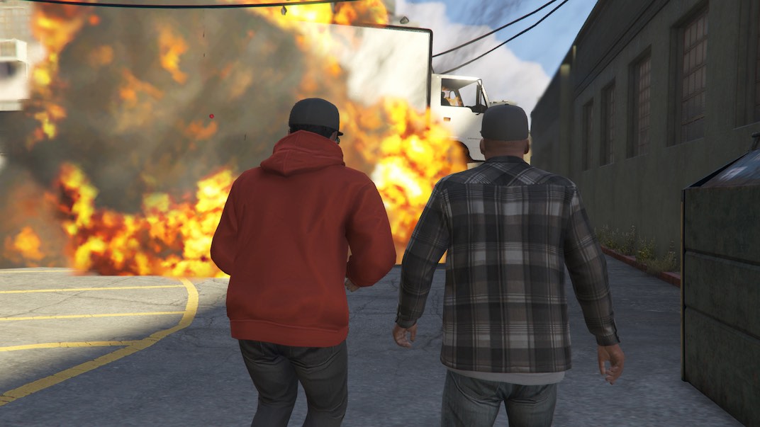 Franklin and Lamar have to defend the warehouse from enemies looking to steal their stash in the Grand Theft Auto V Online mission Short Trip - Seed Capitol.