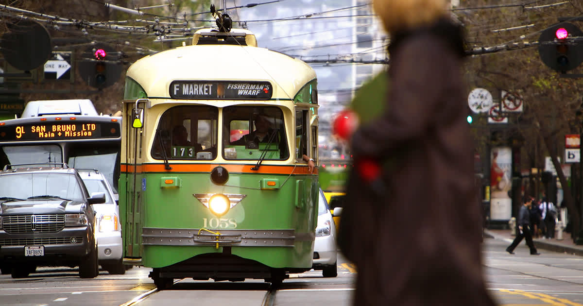 San Francisco cable car for social sharing