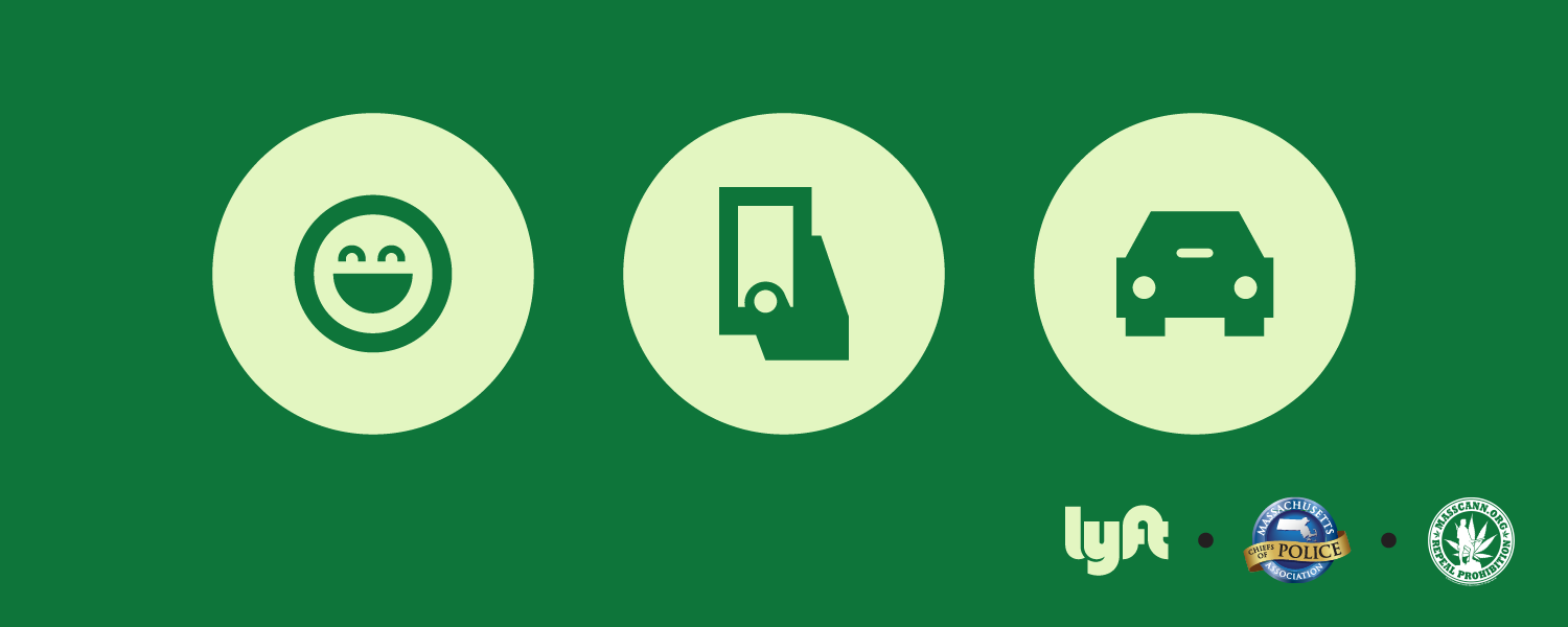 Lyft icons of a smiling rider, a phone, and a car. 