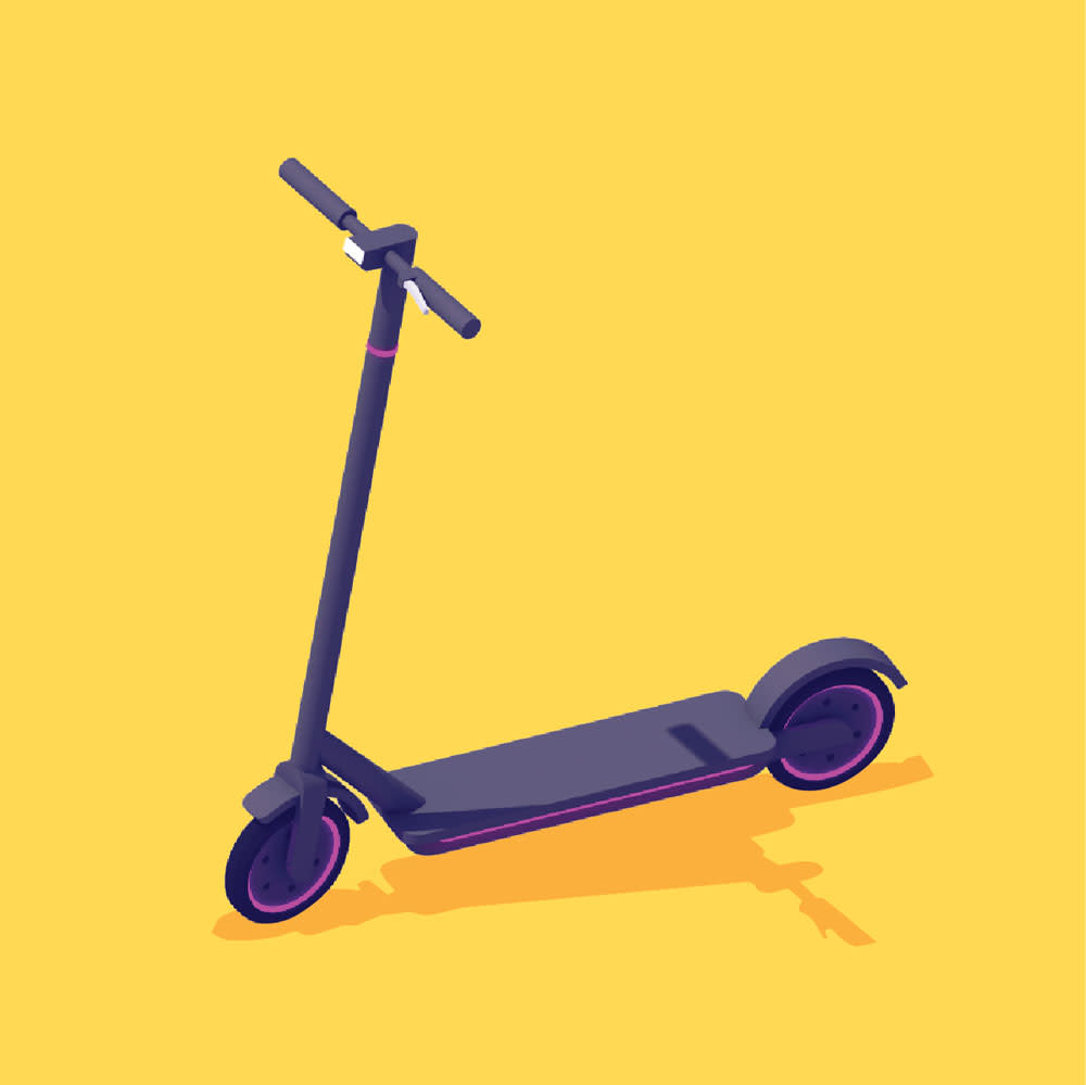 A Lyft Scooter on a yellow background.