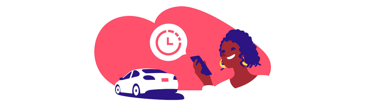 Illustration of a woman requesting a ride