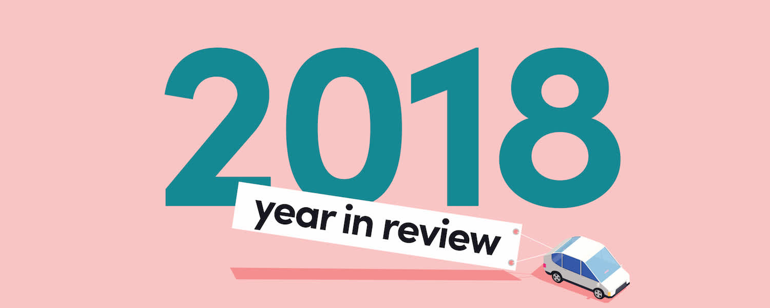 2018 Year in Review written in front a pink background.