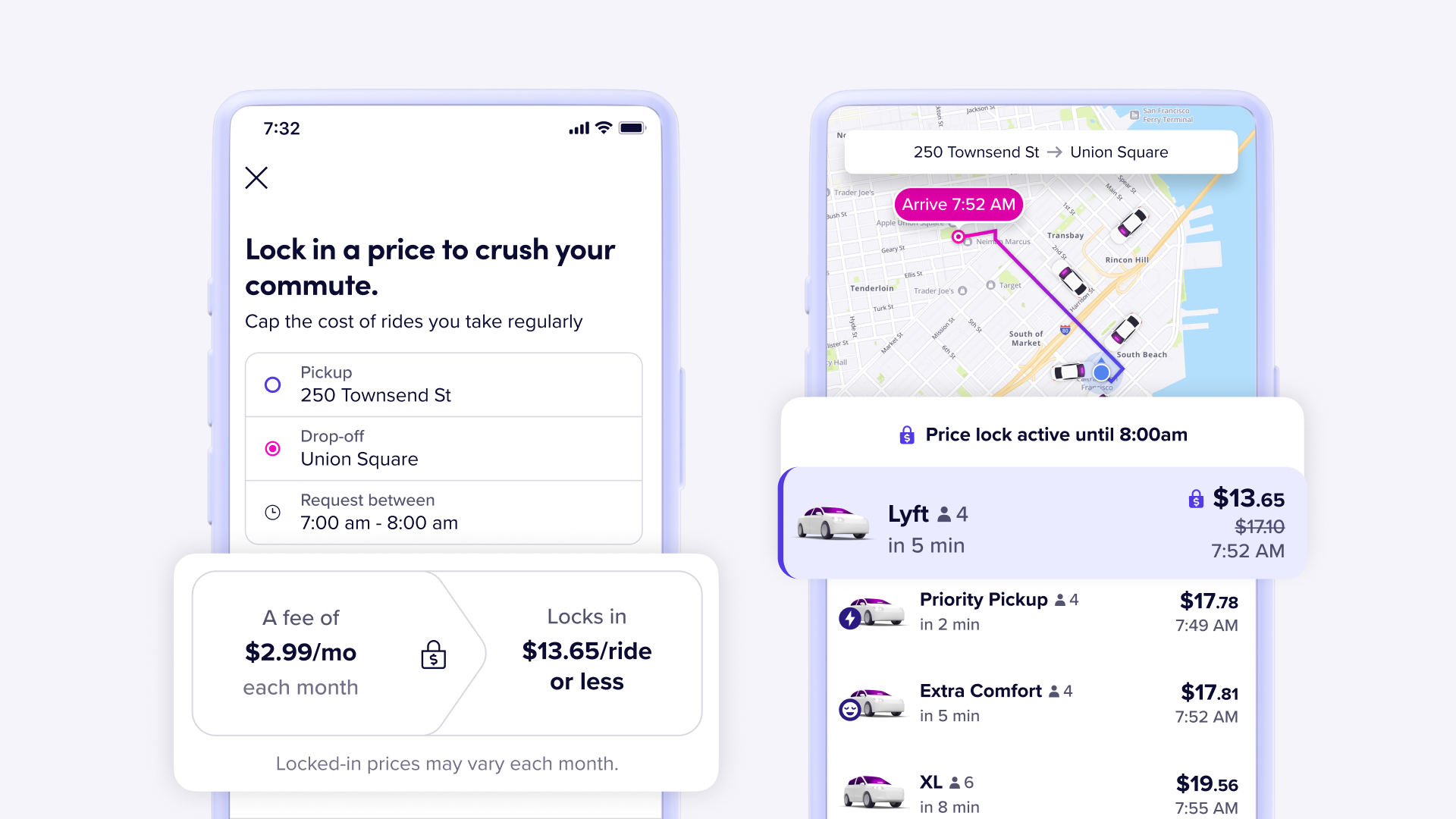 Price Lock Lyft app screenshots