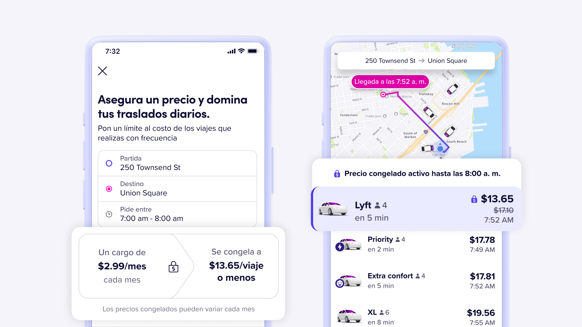 Price Lock Lyft app screenshots