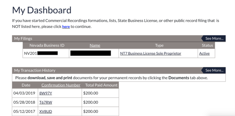 secretary of state nevada business license search