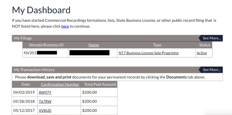 state of nevada business license lookup