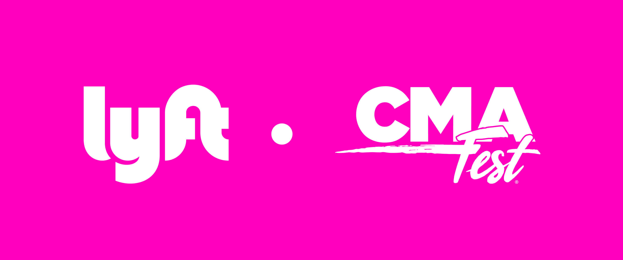 Lyft and CMA Fest logos in white on a pink background.