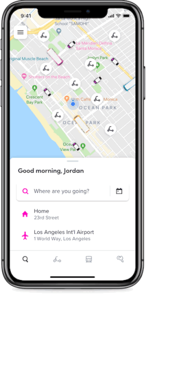 A GIF showing all of the modes available in the Lyft app.