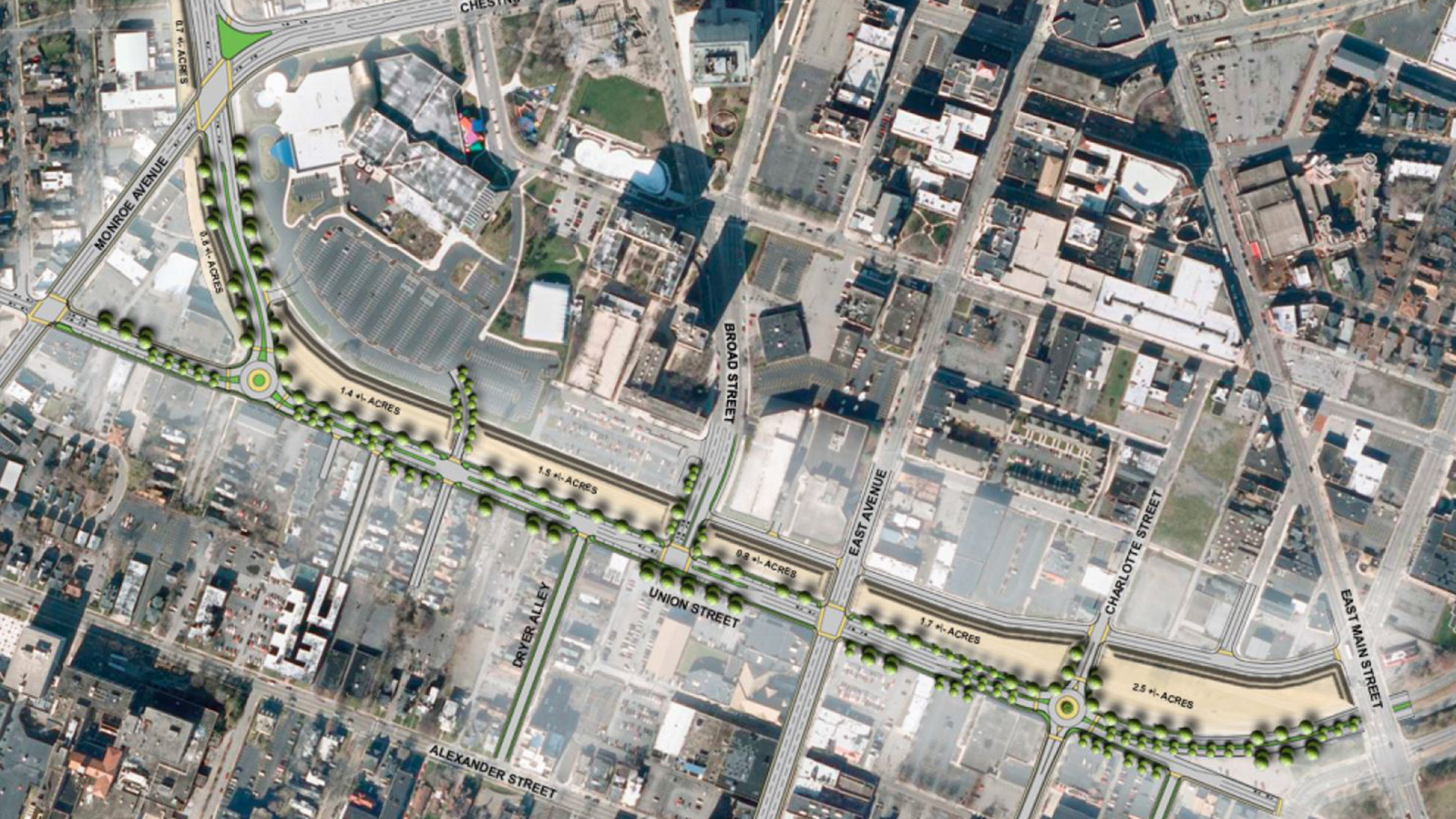 Conceptual design to transform the Inner Loop Highway to better meet the community's needs for access, neighborhood cohesion and land use. (Image credit: Inner Loop Improvement Study)