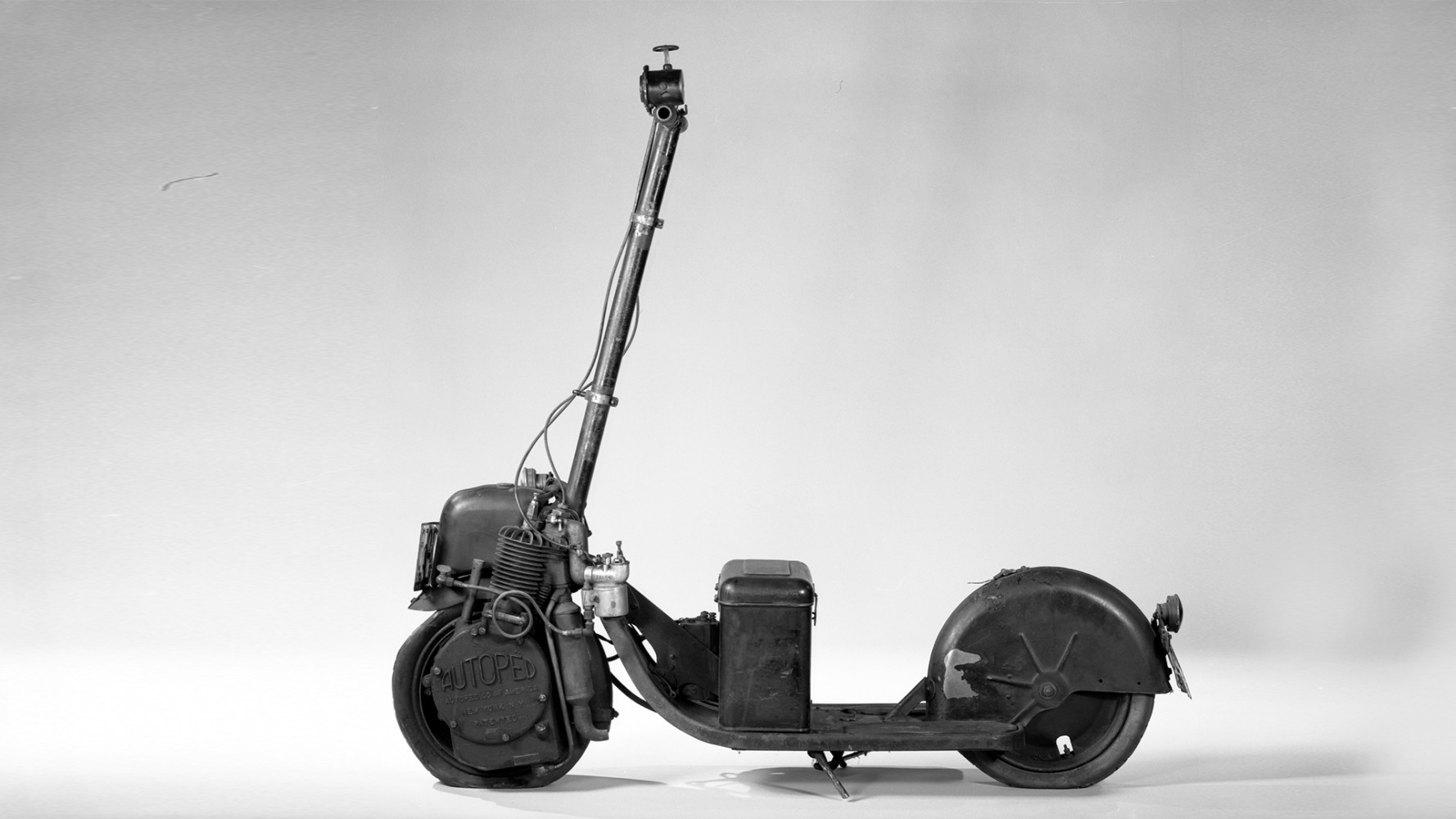 The Autoped Company of America, of Long Island City, New York, built this lightweight scooter in 1918. (Division of Work and Industry, National Museum of American History, Smithsonian Institution)
