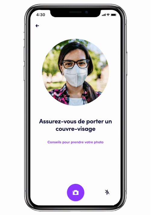 écran produit de la fonction de détection de masque de l'appli Lyft 