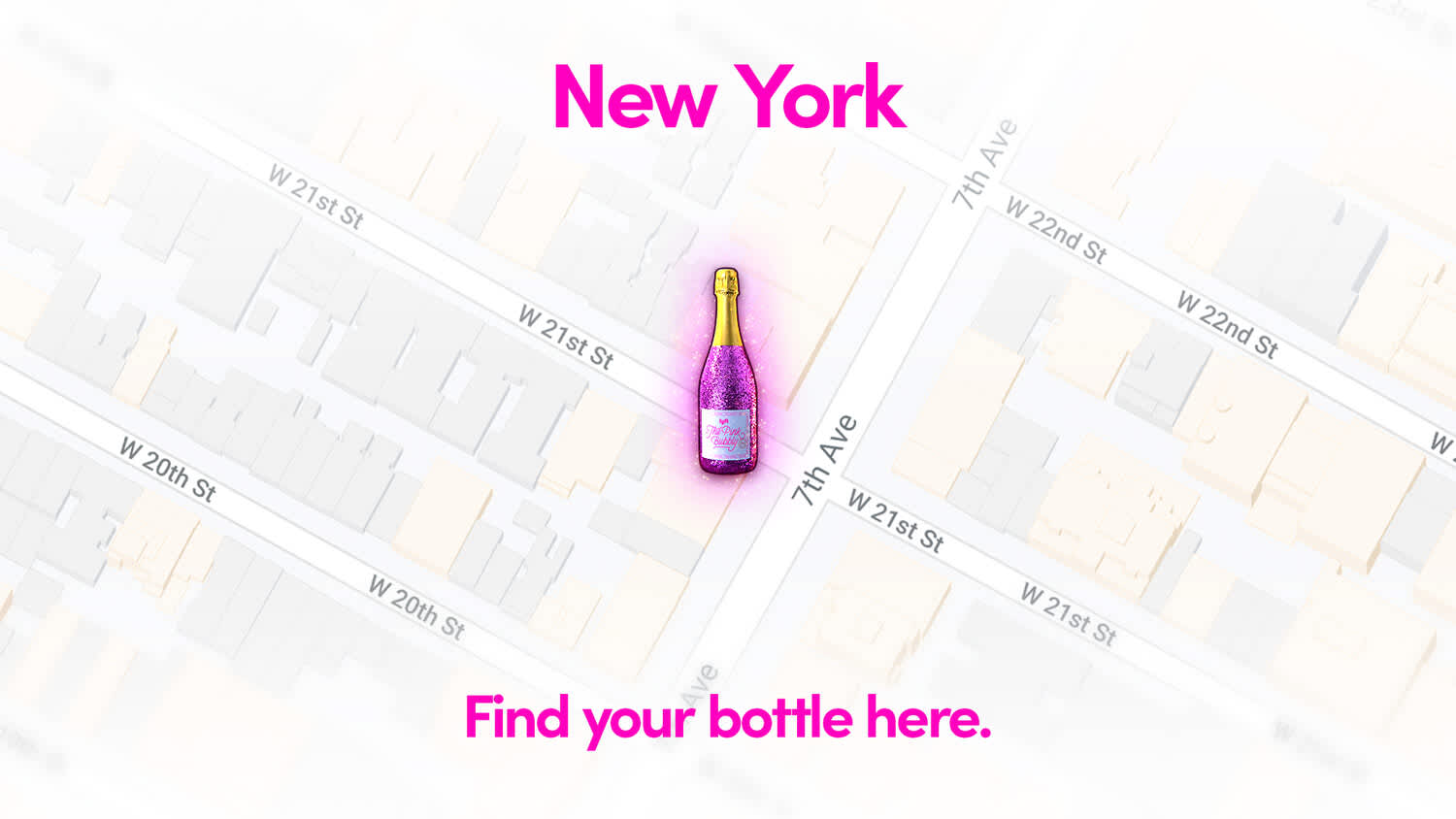 A map of Chelsea in New York City with the location of Lyft's "The Pink Bubbly" Champagne giveaway. 