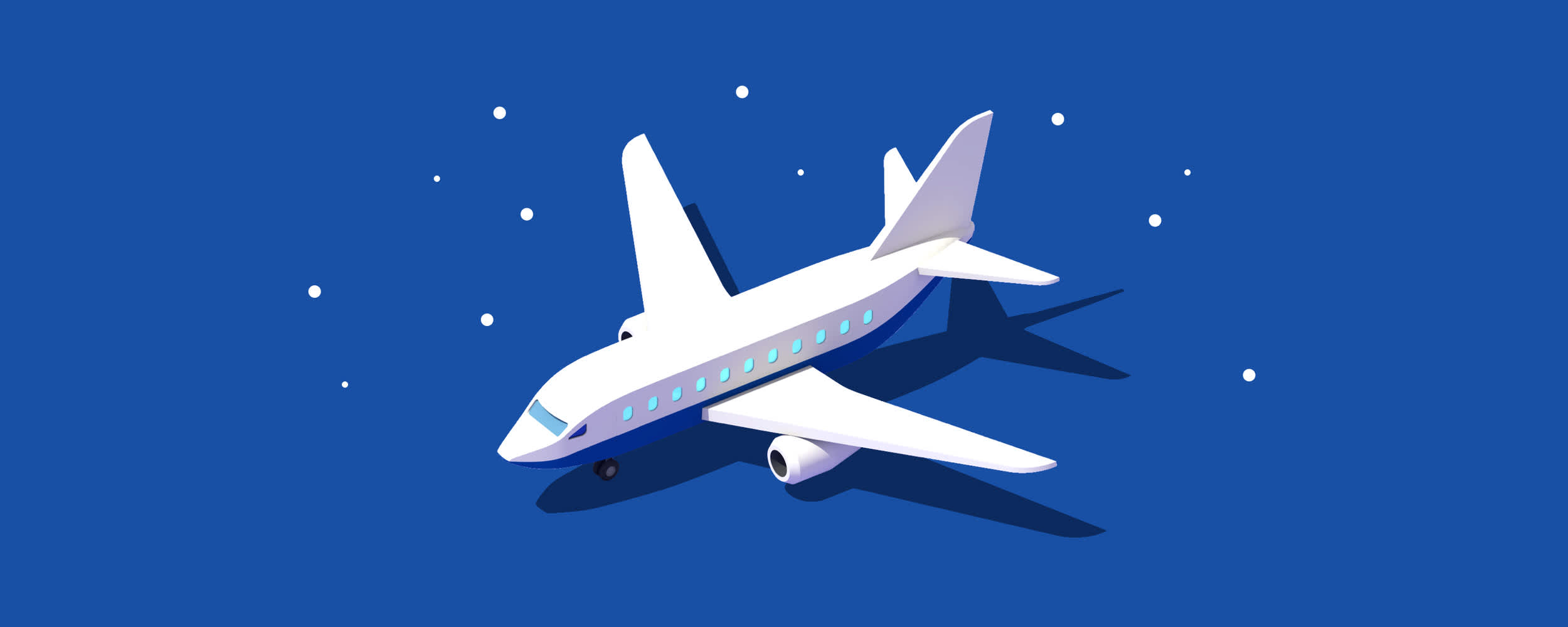 A plane in front of a dark blue background.