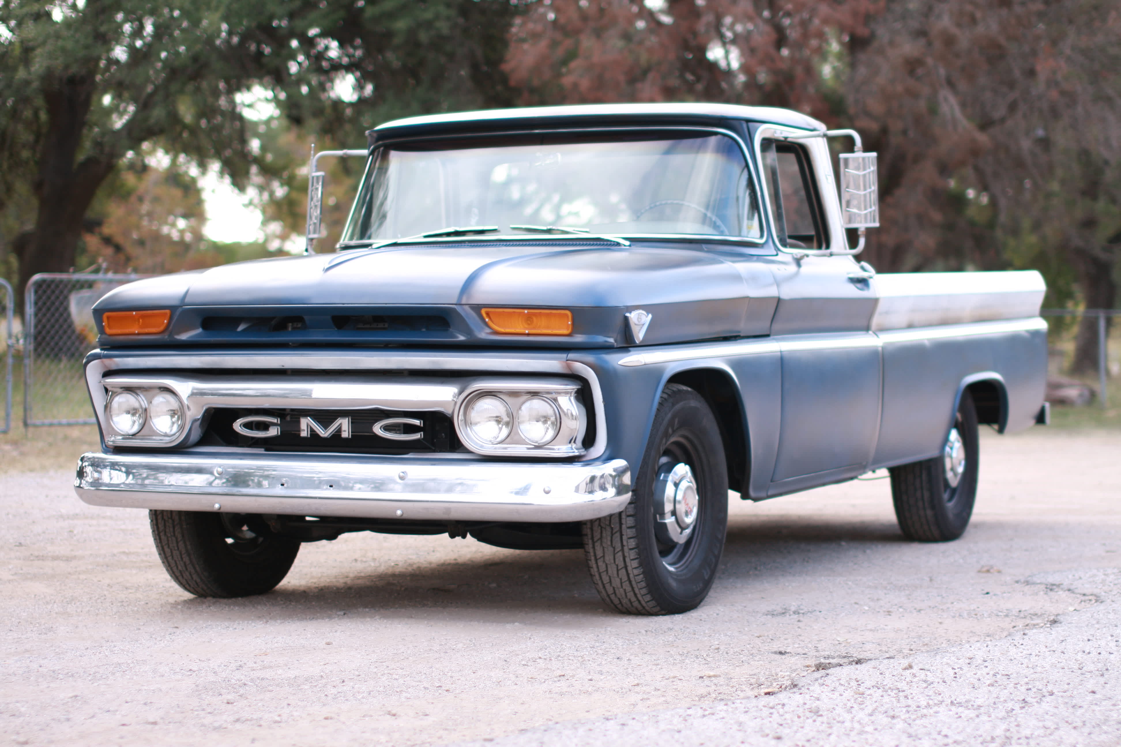 A 1963 GMC pickup truck converted to an EV by Moment Motor Co.