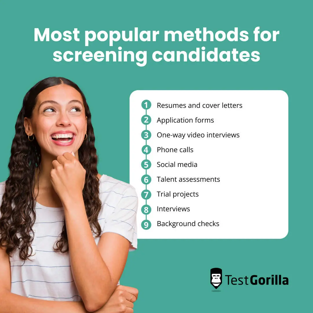 Most popular methods for screening candidates graphic