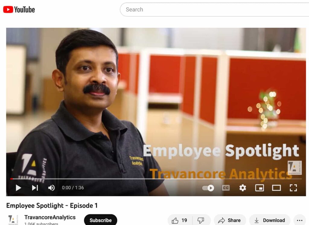 example of employee spotlight by Travancore Analytics screenshot