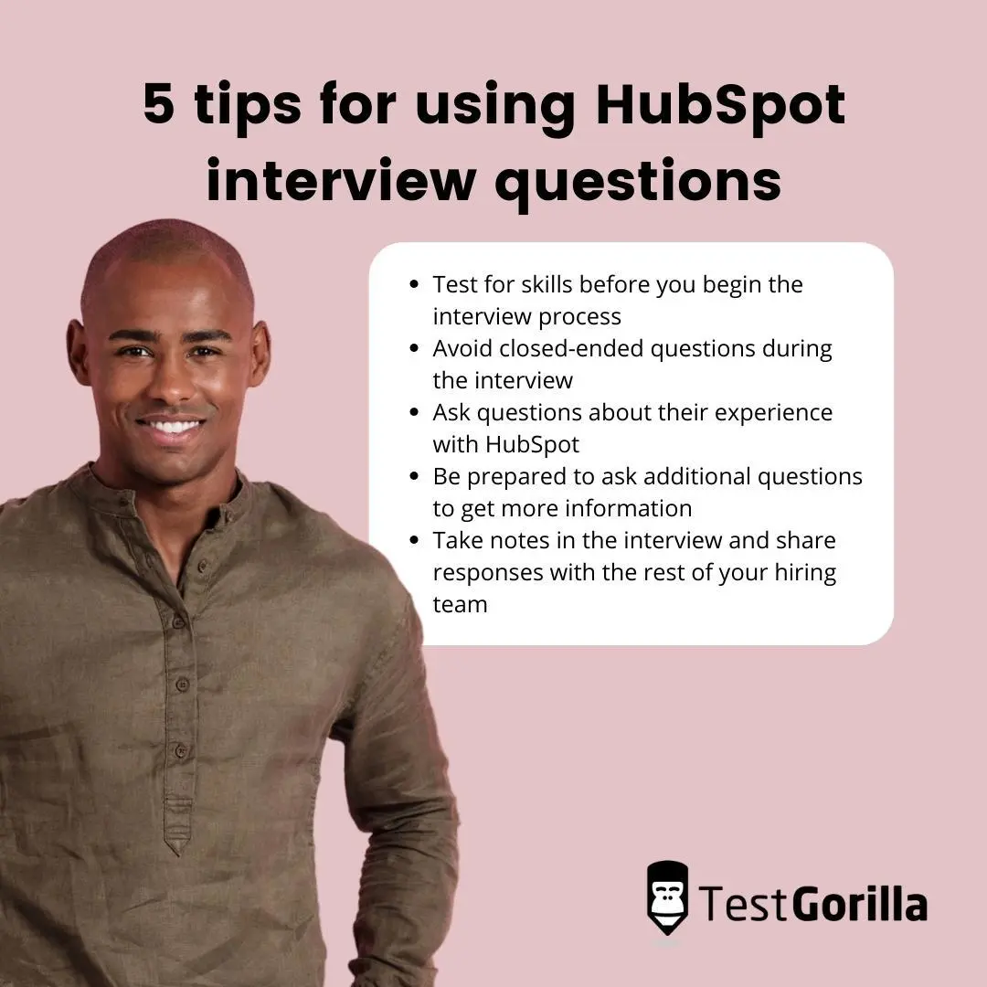 image showing tips for using HubSpot interview questions
