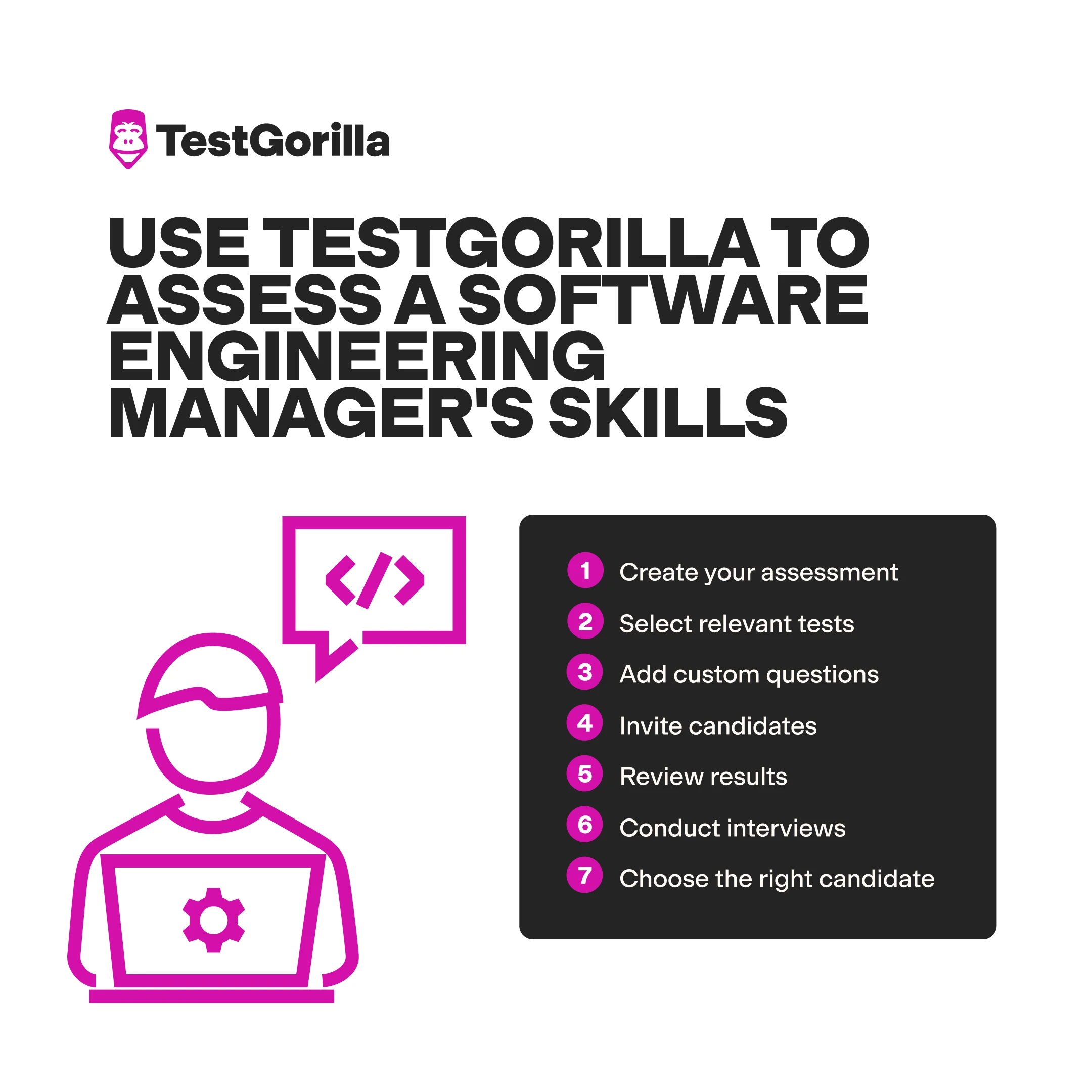 Use TestGorilla to assess a software engineering managers skills graphic