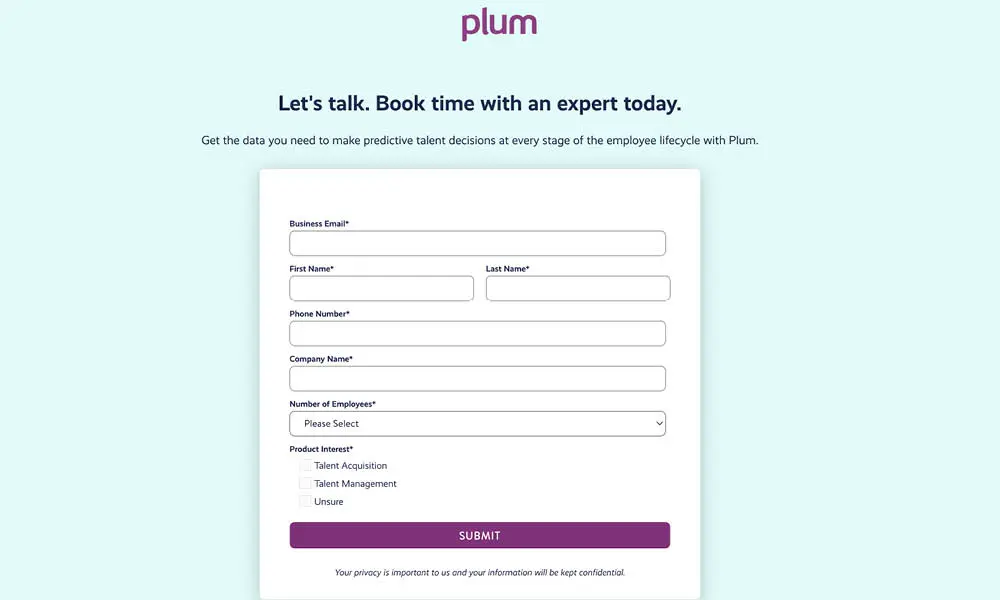 Plum pricing page