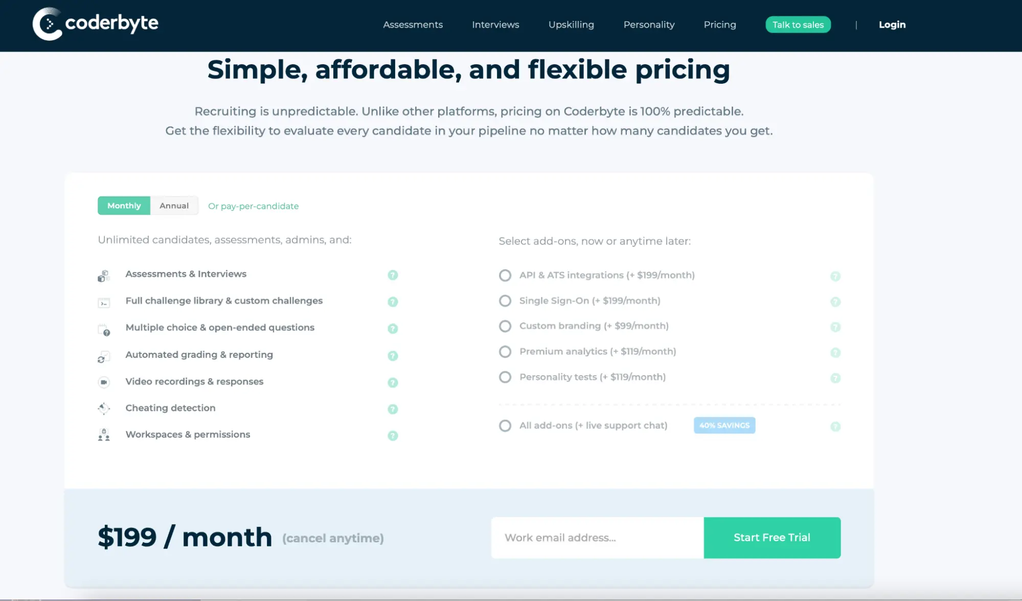 Coderbyte pricing screenshot