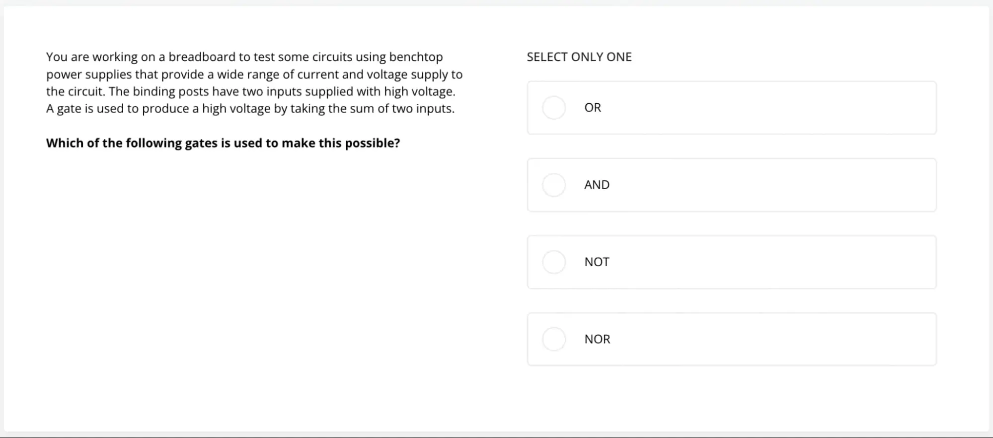 an example question from TestGorilla's Computer System Architecture test

